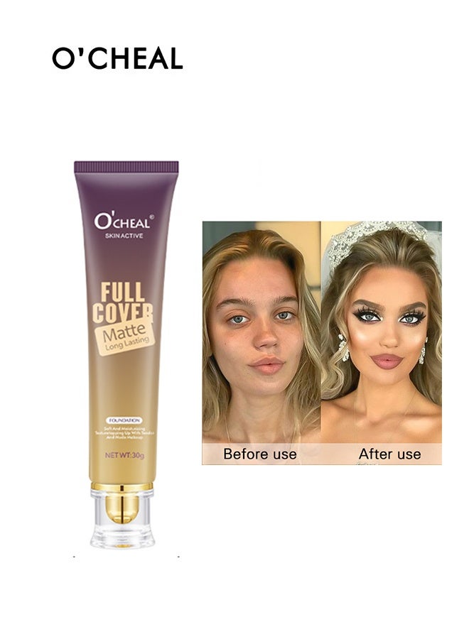 OCHEAL Skin Active Full Cover Matte Long Lasting Foundation ,Instant Anti-Aging Liquid Foundation For Perfect Long Lasting Performance BB Cream Scrub Makeup 30g(#Natural) - Image 1